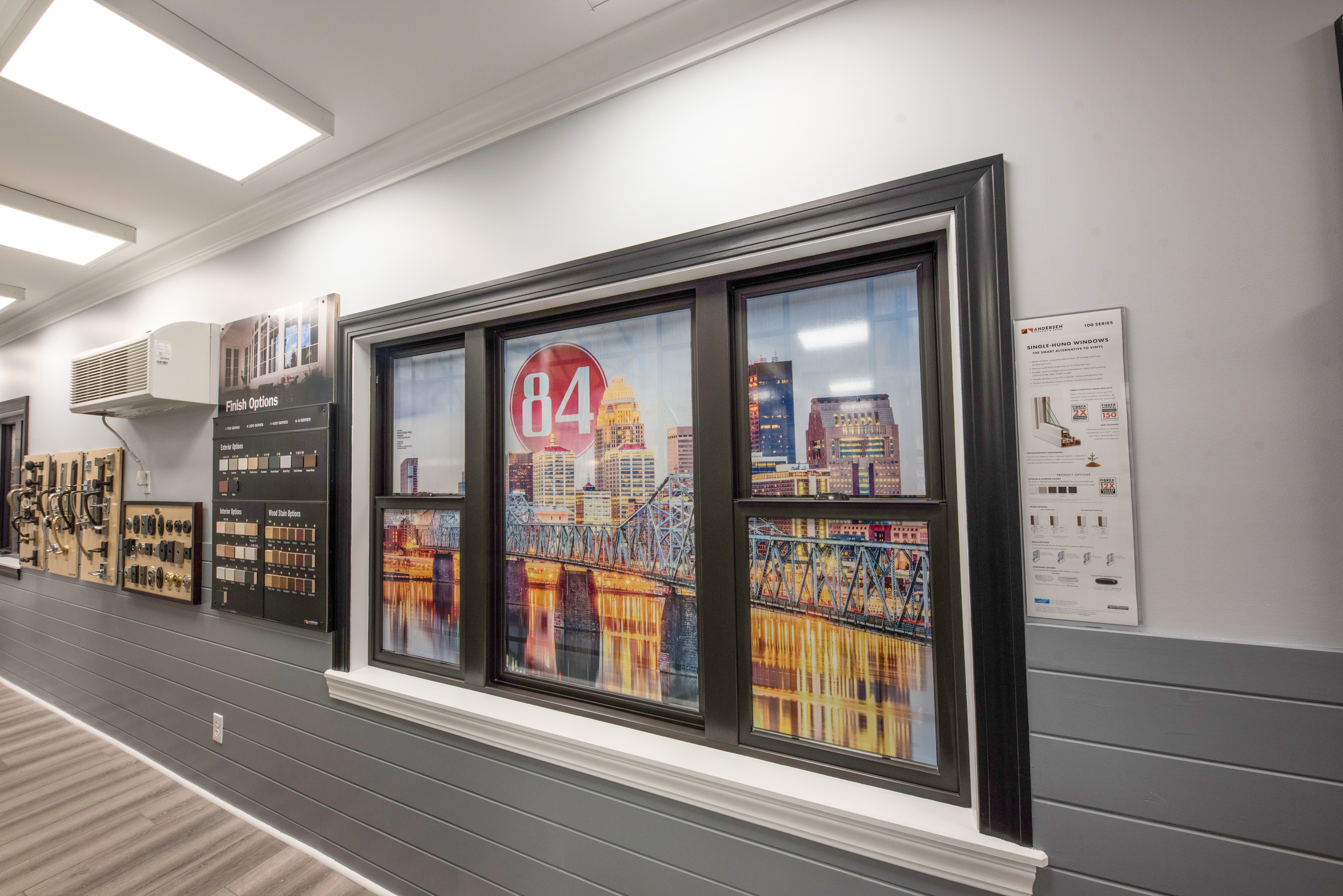 Window cling display at Louisville Showroom