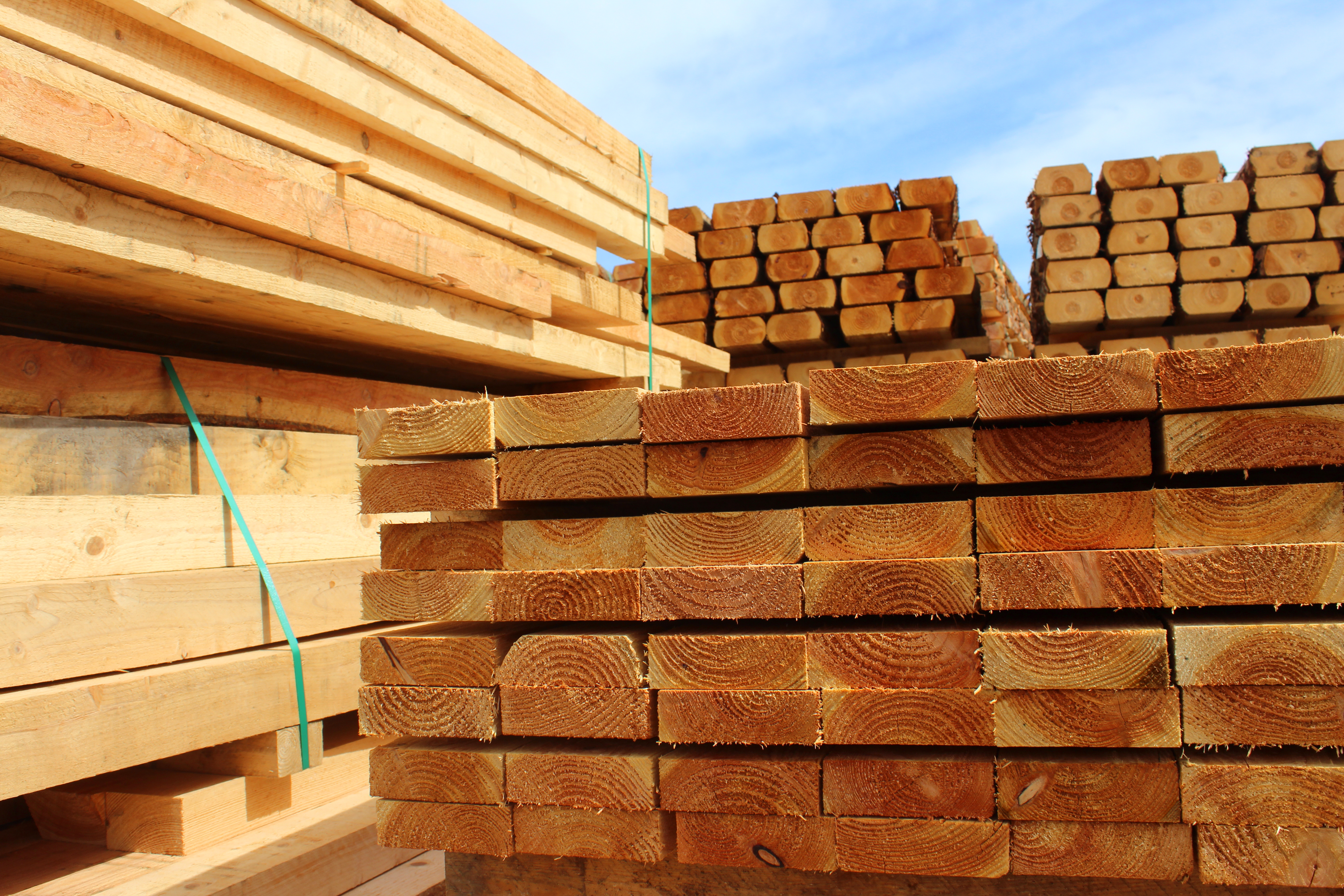 Lumber stacked 