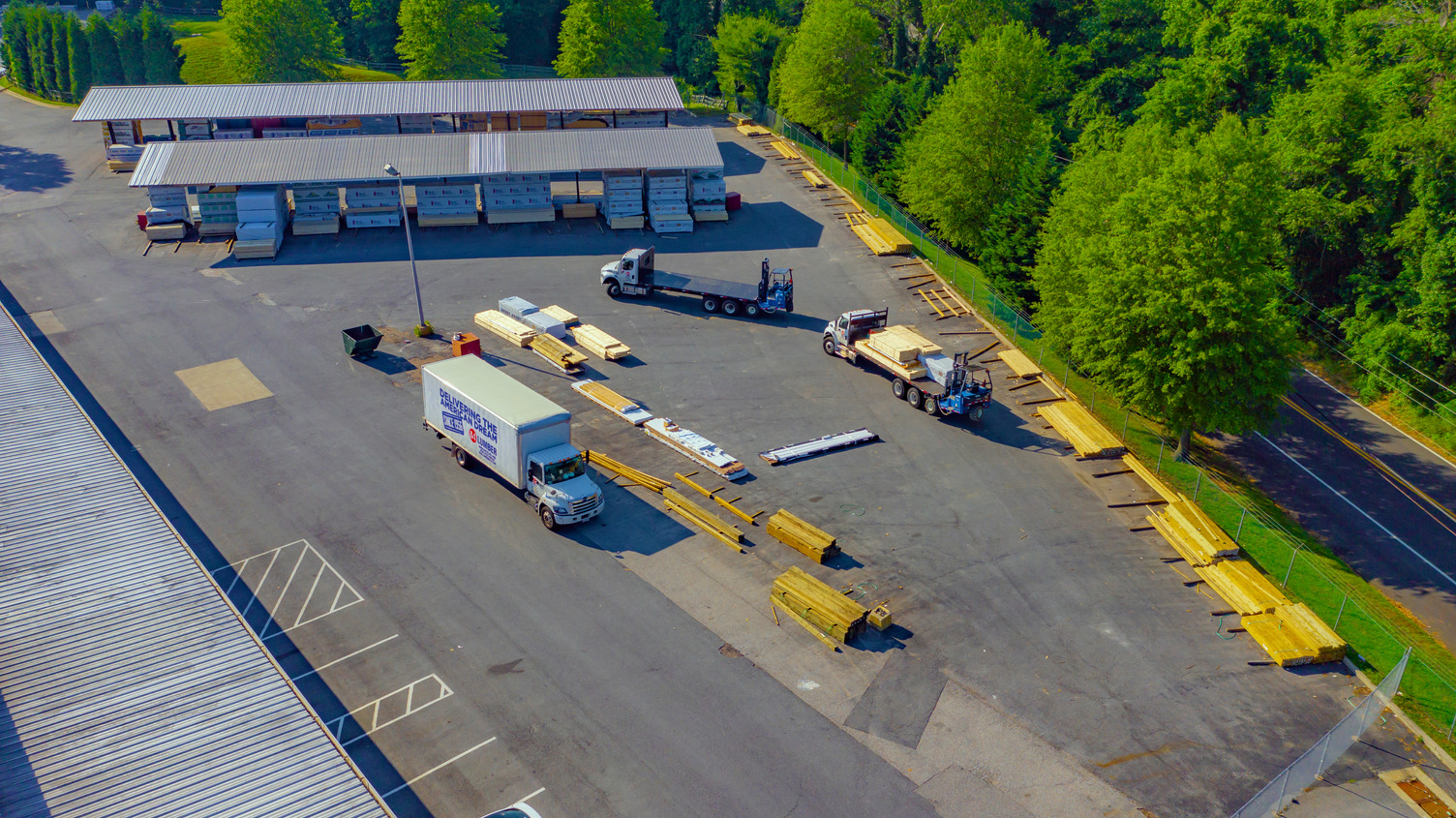 Aerial view of lumber yard at 84 Lumber Annapolis