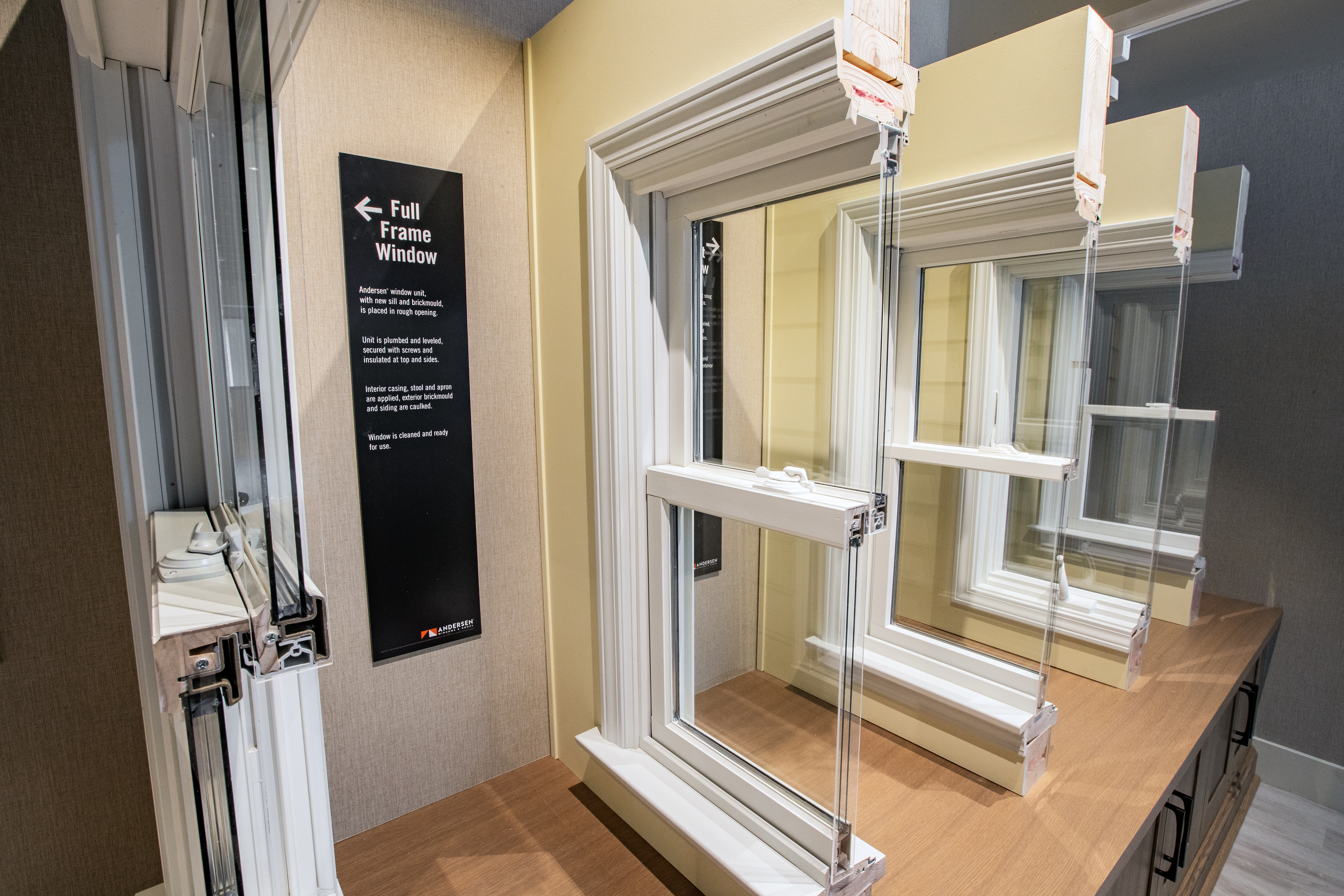 Windows on display in showroom