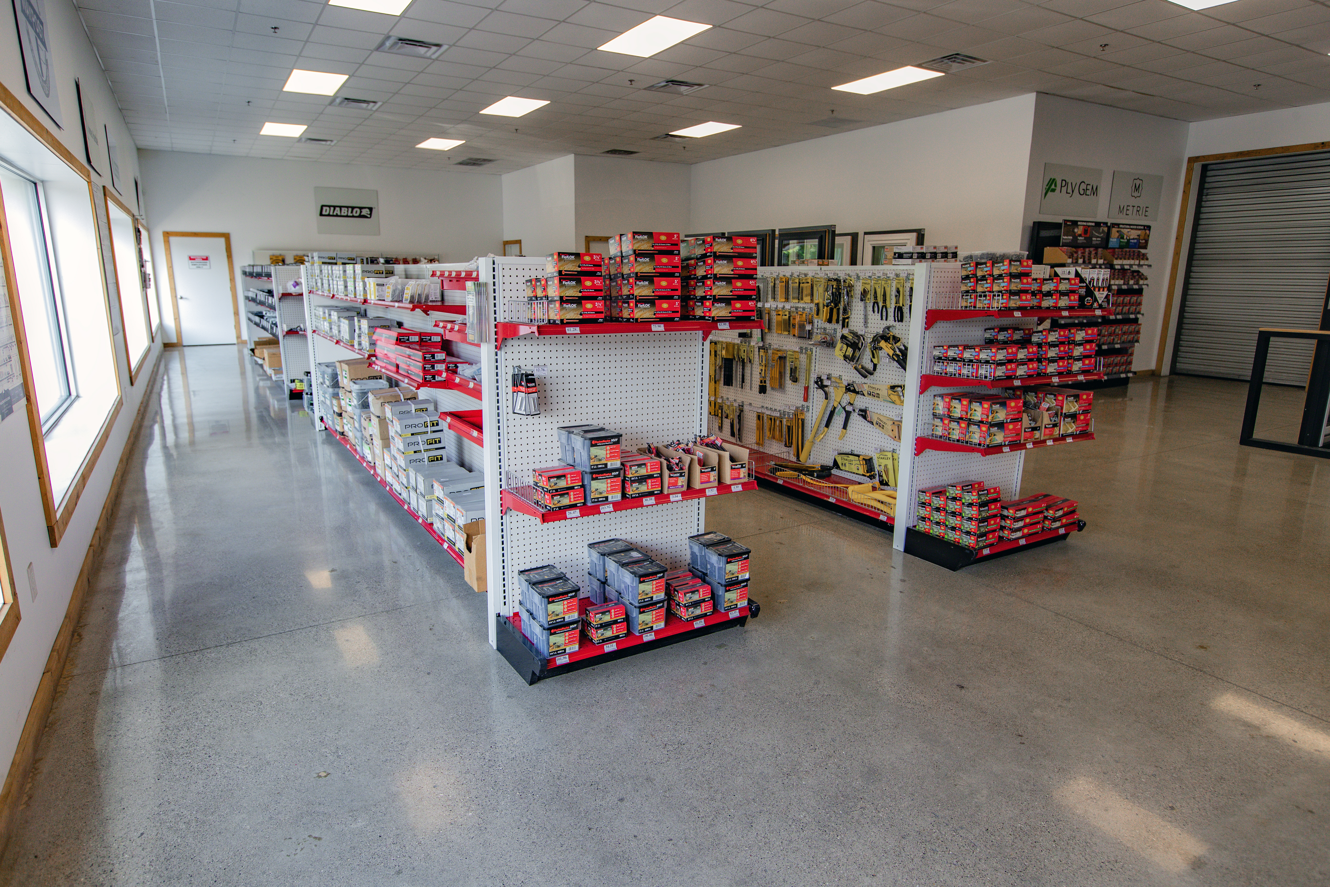 Shelves with 84 Lumber products for sale