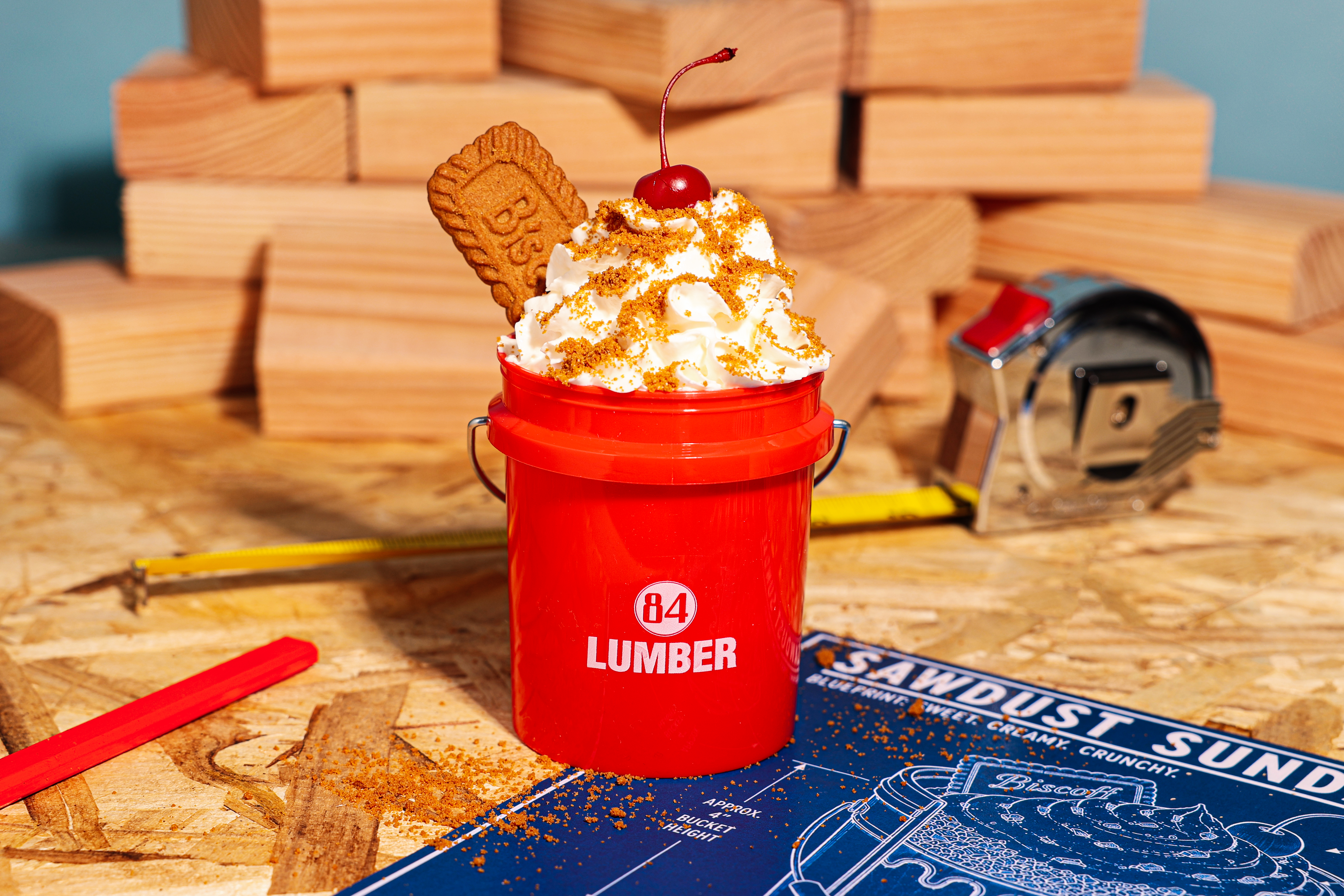 Red 84 Lumber Bucket with Ice Cream Sundae